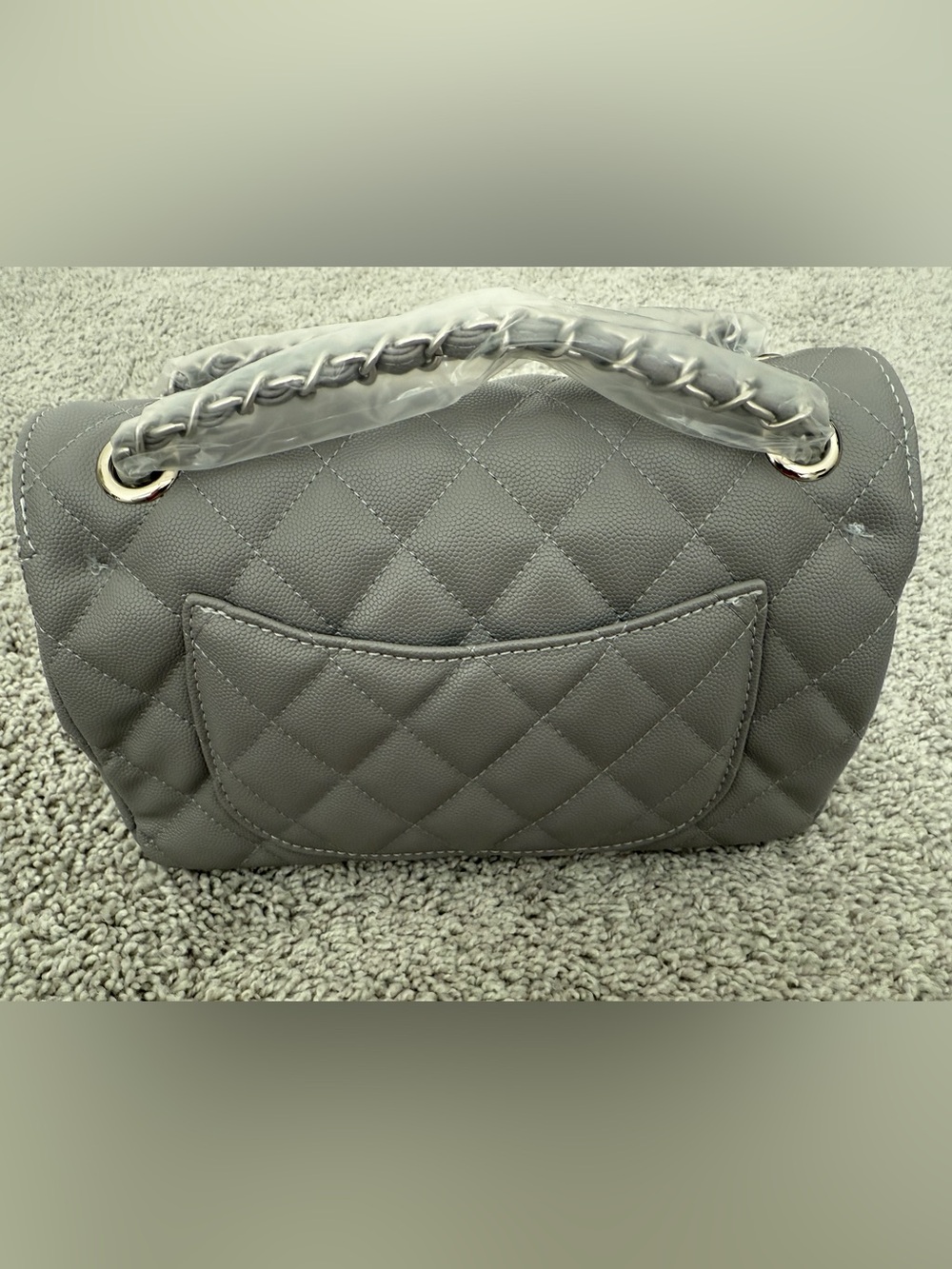 INSPIRED…. Gray Quilted Shoulder Bag with Silver Hardware
